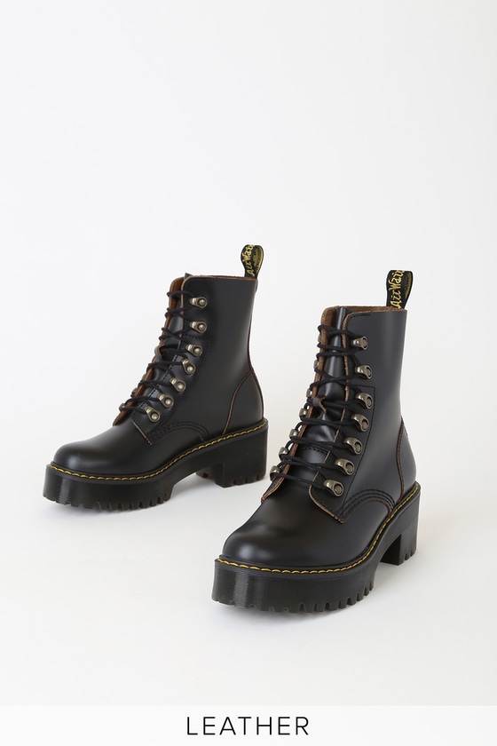 black lace up platform booties