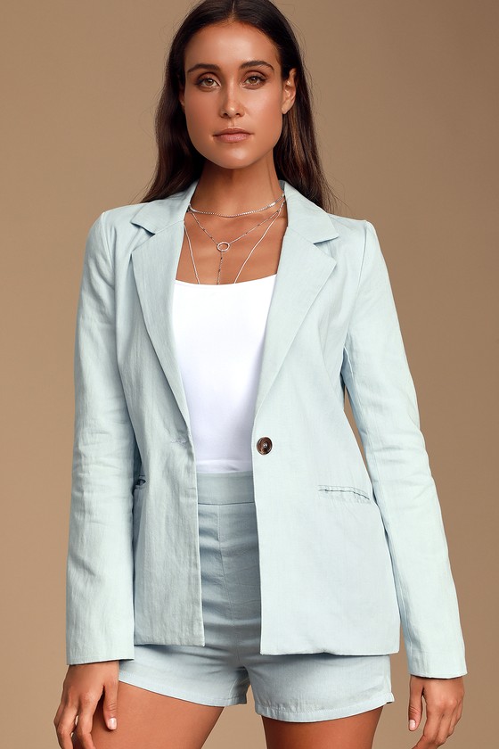 Chic Light Blue Blazer - Chambray Blazer - Lightweight Blazer - Lulus