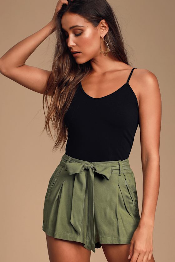 Jack by BB Dakota Climb the Ladder Belted Olive Green Shorts Lulus
