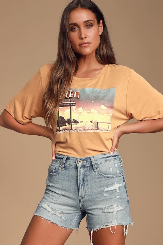 Ace High Rise Light Wash Cutoff Denim Shorts 2