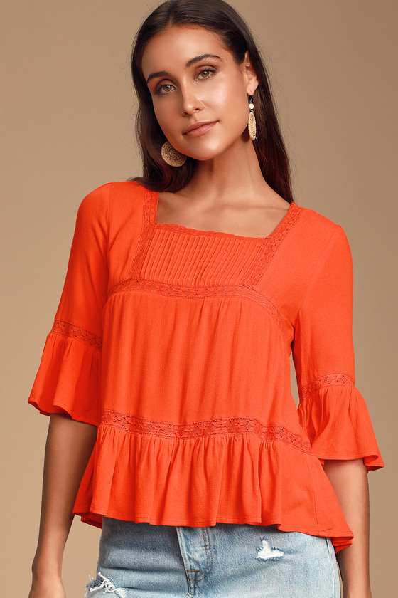 Orange sales peasant top
