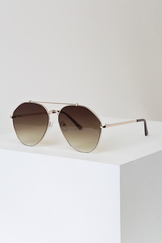 Know Your Angles Gold Aviator Sunglasses 1