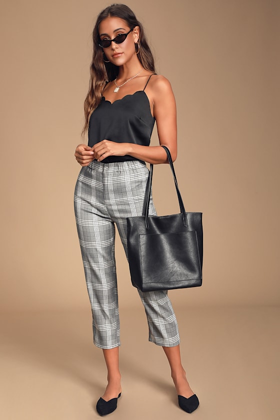 Initiate Black Satin Scalloped Cami Top 1
