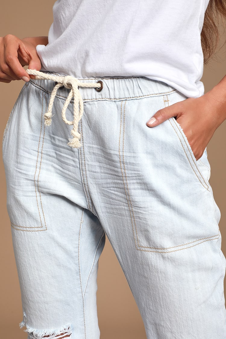 One Teaspoon Shabbies Jean Distressed Jeans Drawstring Pants - Lulus