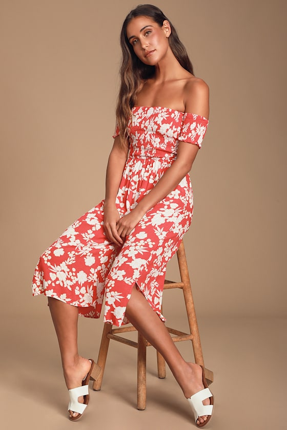Summer Nights Red Floral Print Culotte Jumpsuit 2