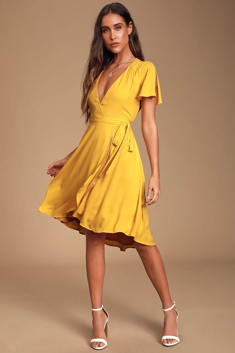 knee length dresses for ladies Luiza Linen Wrap Midi Dress – Look Want Wear Love main image 1
