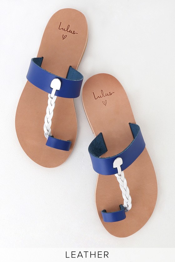 Genuine Leather Sandals - Blue and 
