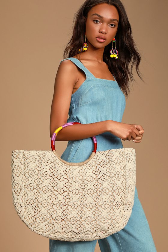 Summer Bash Ivory Crochet Tote Bag 1