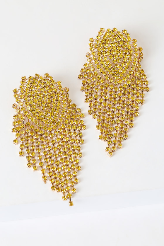 Gold and Yellow Earrings - Statement Earrings - Earrings
