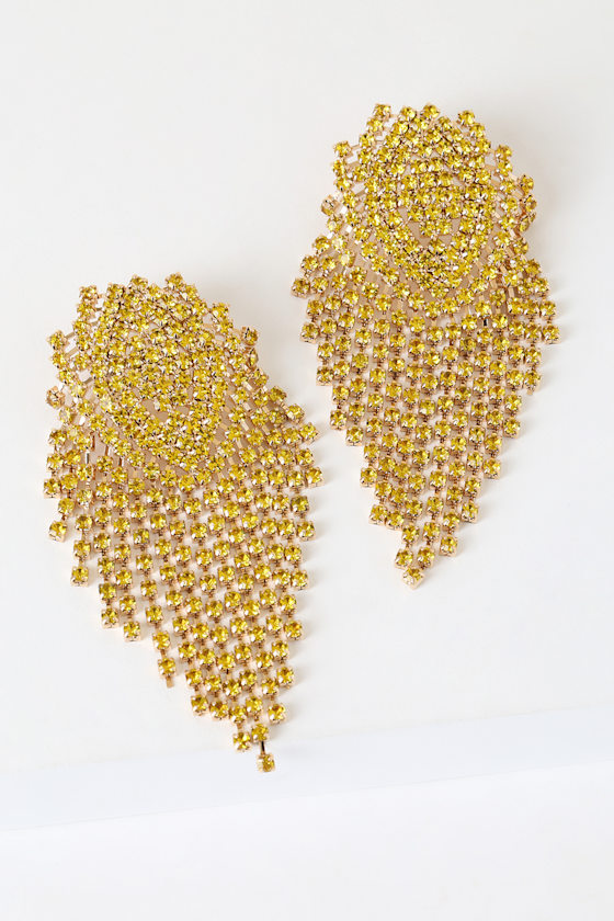 Gold and Yellow Earrings Statement Earrings Earrings Lulus