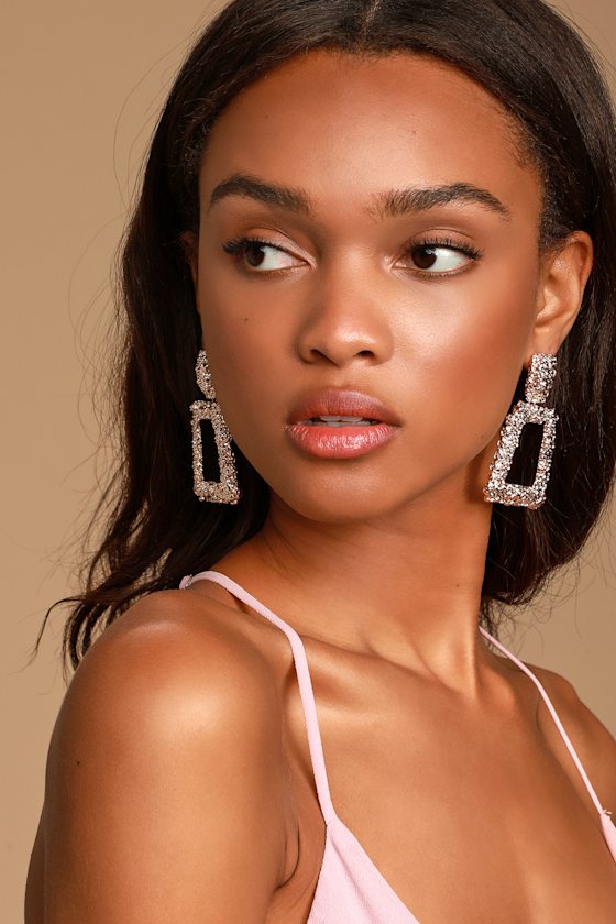 Calais Rose Gold Textured Statement Earrings 1