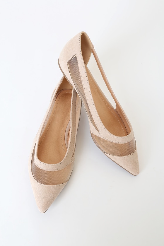 Cute Nude Flats - Pointed Toe Flats - Vegan Suede Flats - Shoes - Lulus