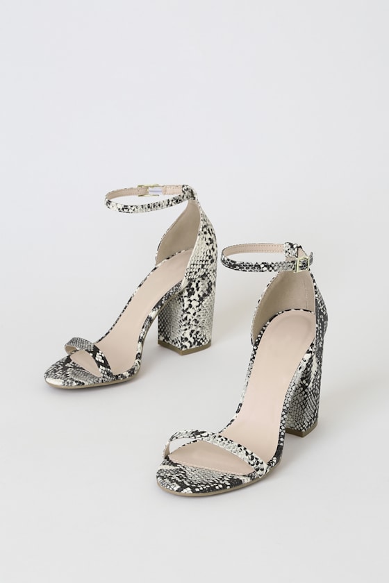 Autry Stone and Black Snake Ankle Strap Heels 1