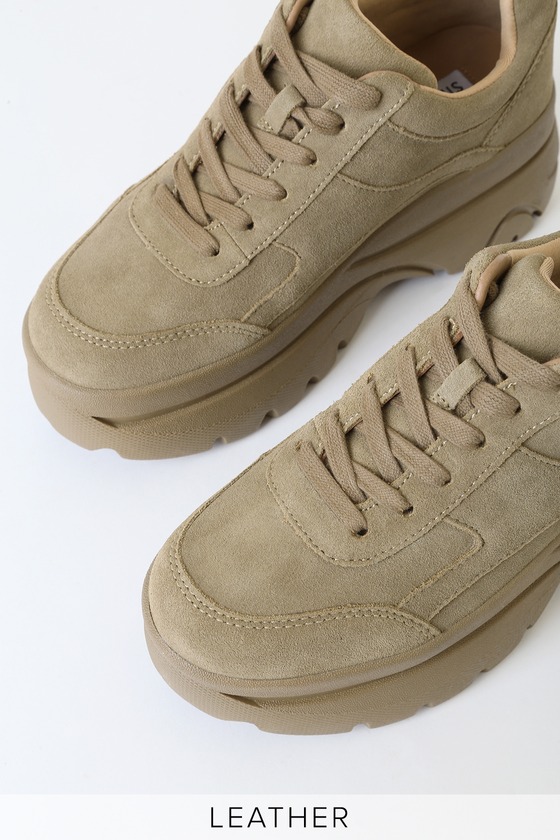 Steve Madden Hansel Sneakers - Tan Suede Sneakers - Platform Shoe