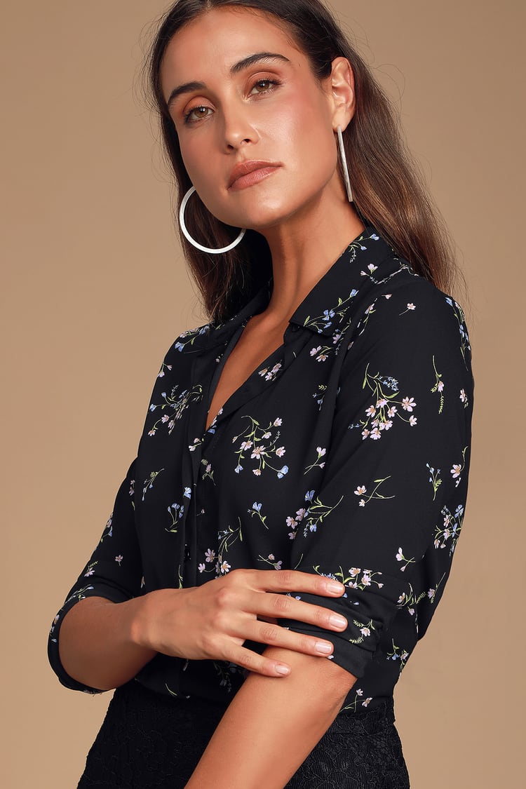 black floral long sleeve top