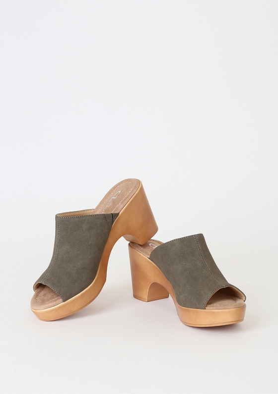 olive green platform heels