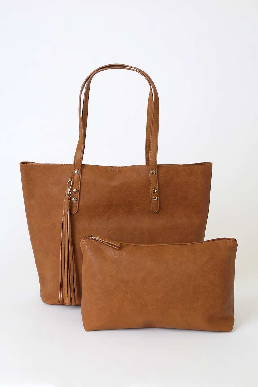 Miztique Vegan Leather Leather Purse Miztique Black Bag Tan Tote