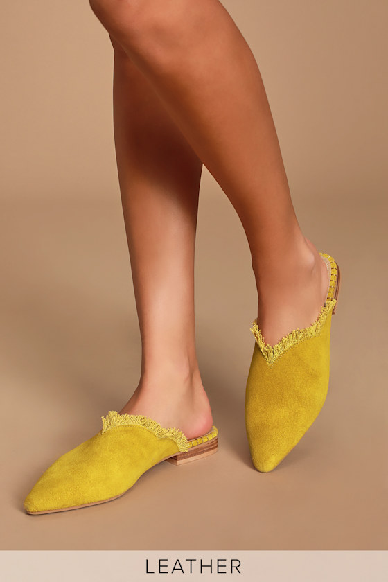 Rag & Co Molly Mustard Mules Genuine Suede Leather Mules Lulus