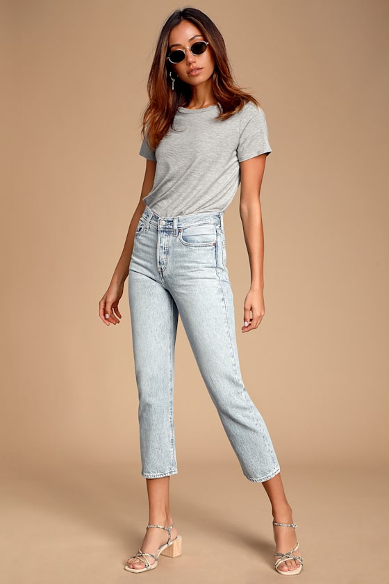 Wedgie Straight Light Wash High-Rise Cropped Jeans 2