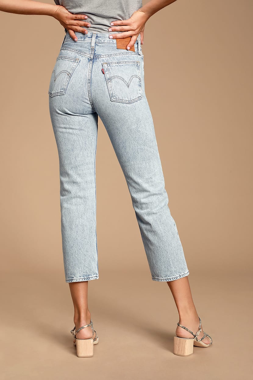 Levi's Wedgie Straight Jeans - Light Wash Denim - Cropped Jeans - Lulus