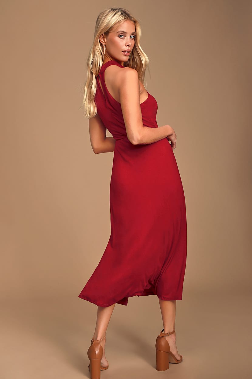 Lulus Red Dress - Halter Dress - Midi Dress - Midi Halter Dress Lulus Red Dress - Halter Dress - Midi Dress - Midi Halter Dress