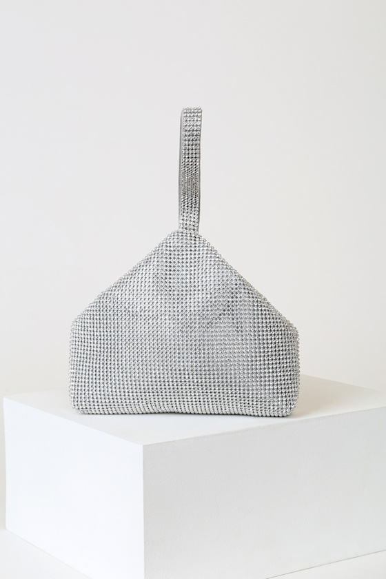 Chic Silver Handbag Rhinestone Handbag Rhinestone Mini Purse Lulus