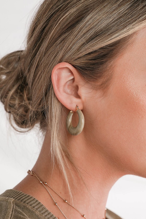 Beige Small Hoop Earrings - Hoop Earrings - Beige Earrings - Lulus