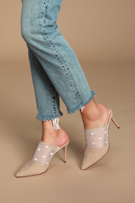 suede nude mules