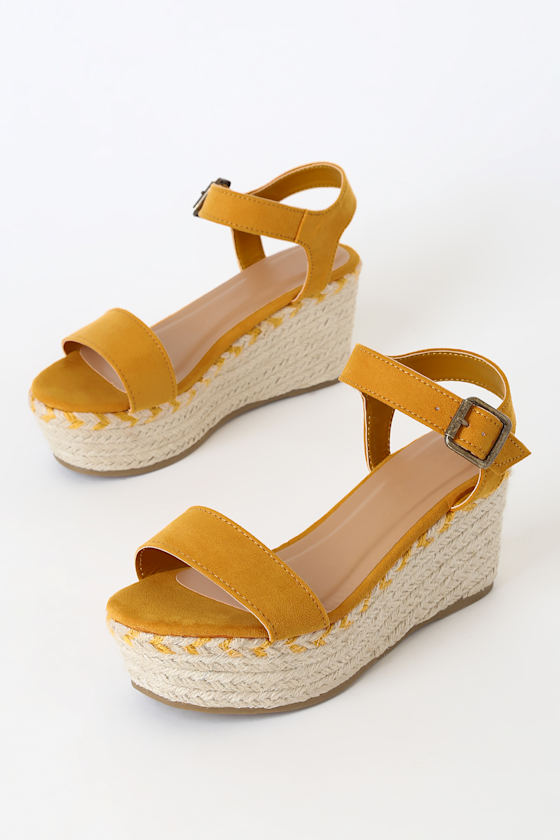 Cute Marigold Suede Wedges - Espadrille Wedges - Sandals - Lulus