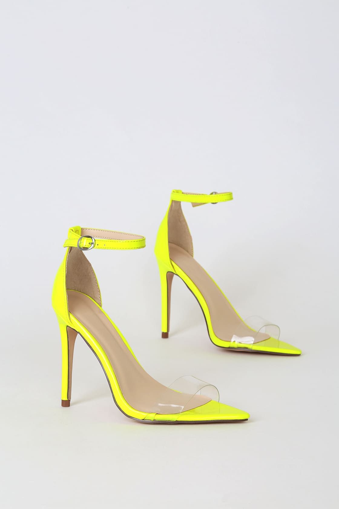 Trendy Neon Yellow Heels Ankle Strap Heels PointedToe Sandal Lulus