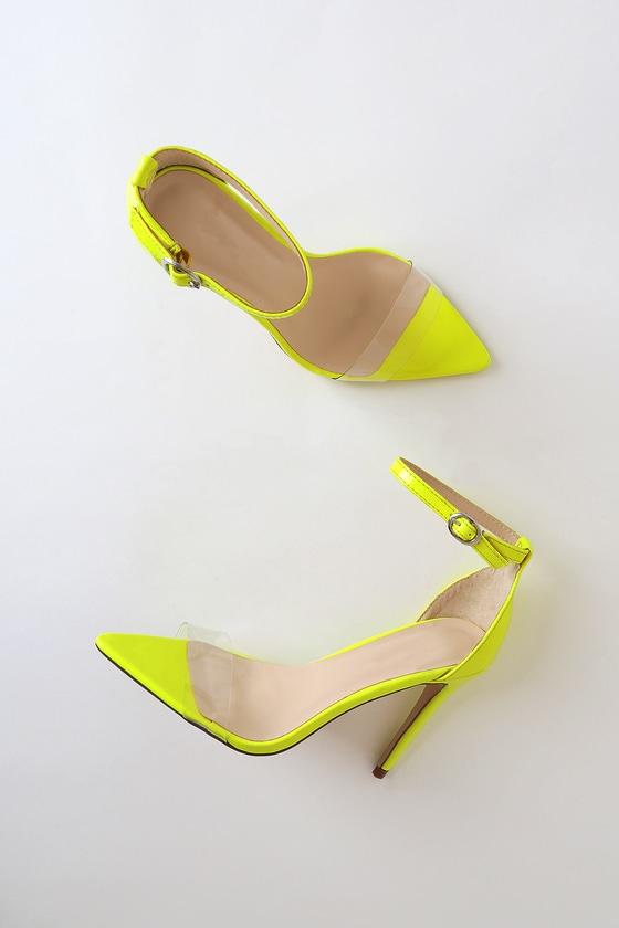 yellow strap up heels