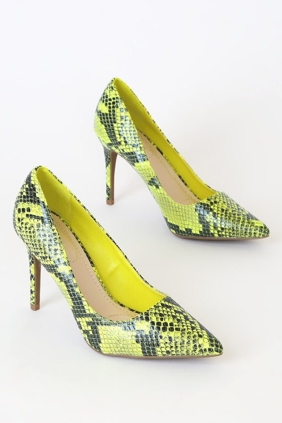 neon snake print shoes
