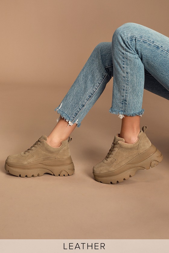 tan platform sneakers