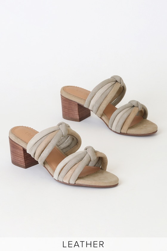 Crevo Rubie Beige Sandals - Suede Leather Mules - Knotted Slides - Lulus