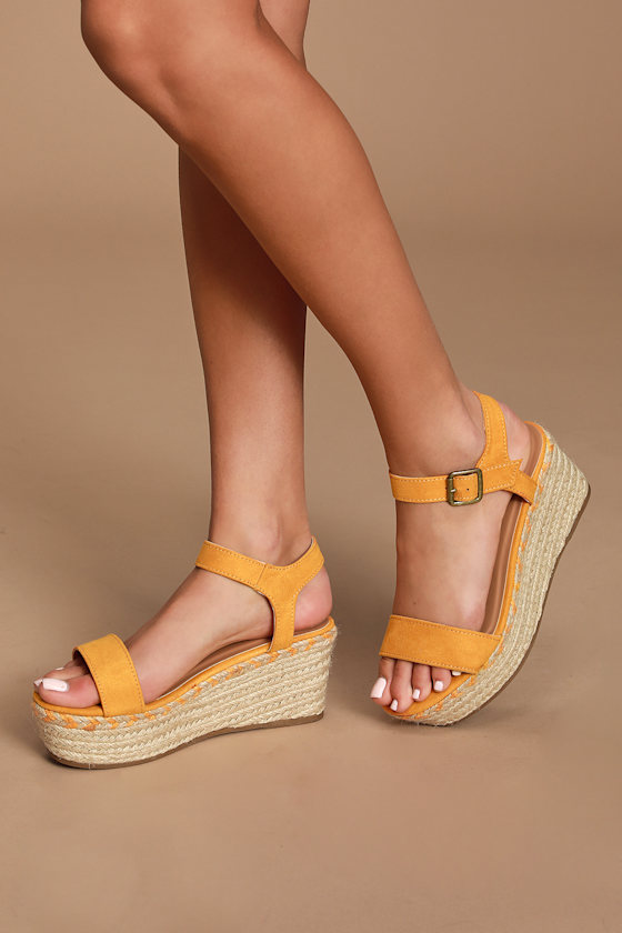 Calina Marigold Suede Espadrille Wedges 4
