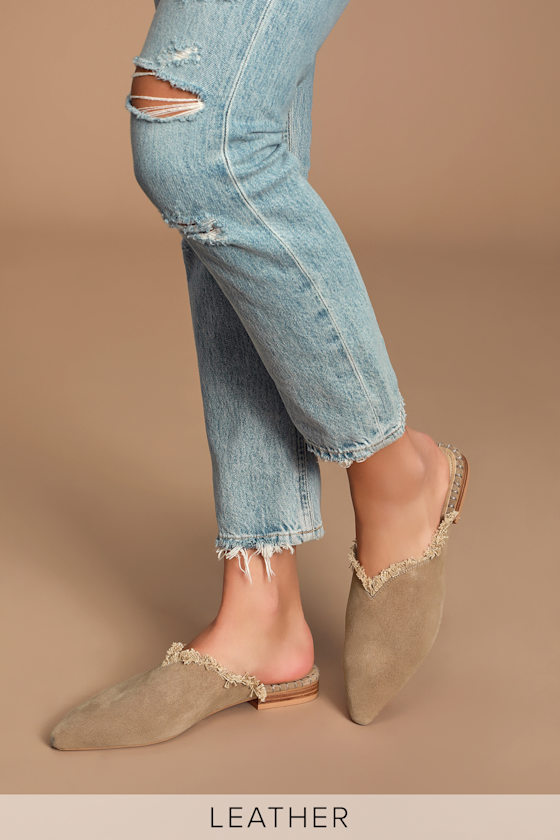taupe mules womens