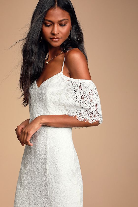 Caterina White Lace Off-the-Shoulder Maxi Dress 7