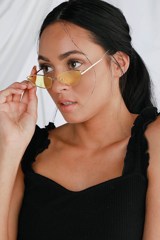 Devon Yellow Small Cateye Sunglasses 1