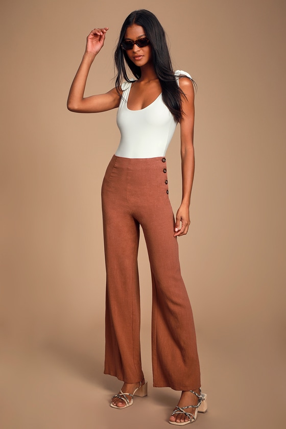 red wide leg cropped pants