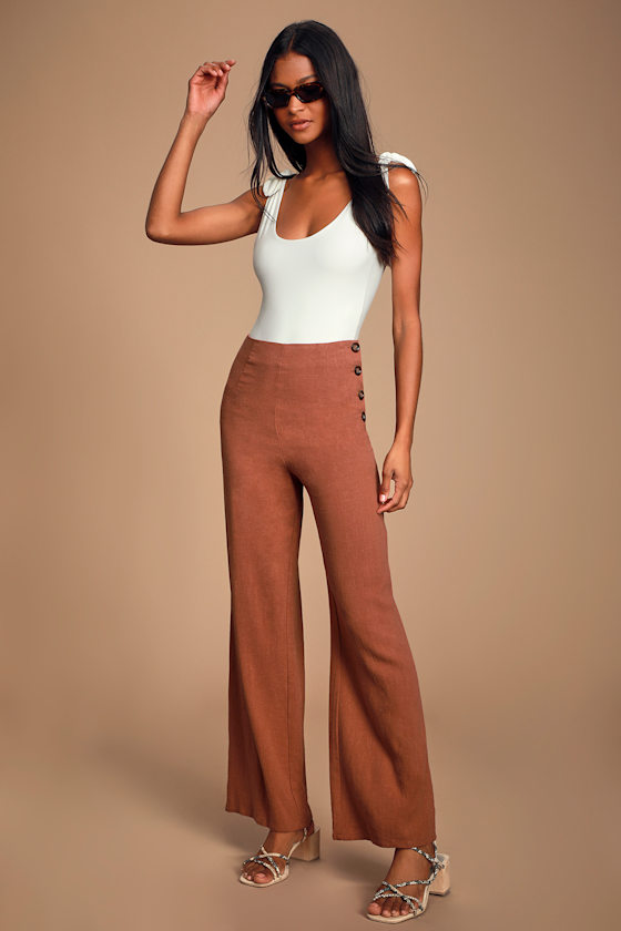 Noteworthy Rust Red Wide-Leg Pants 1