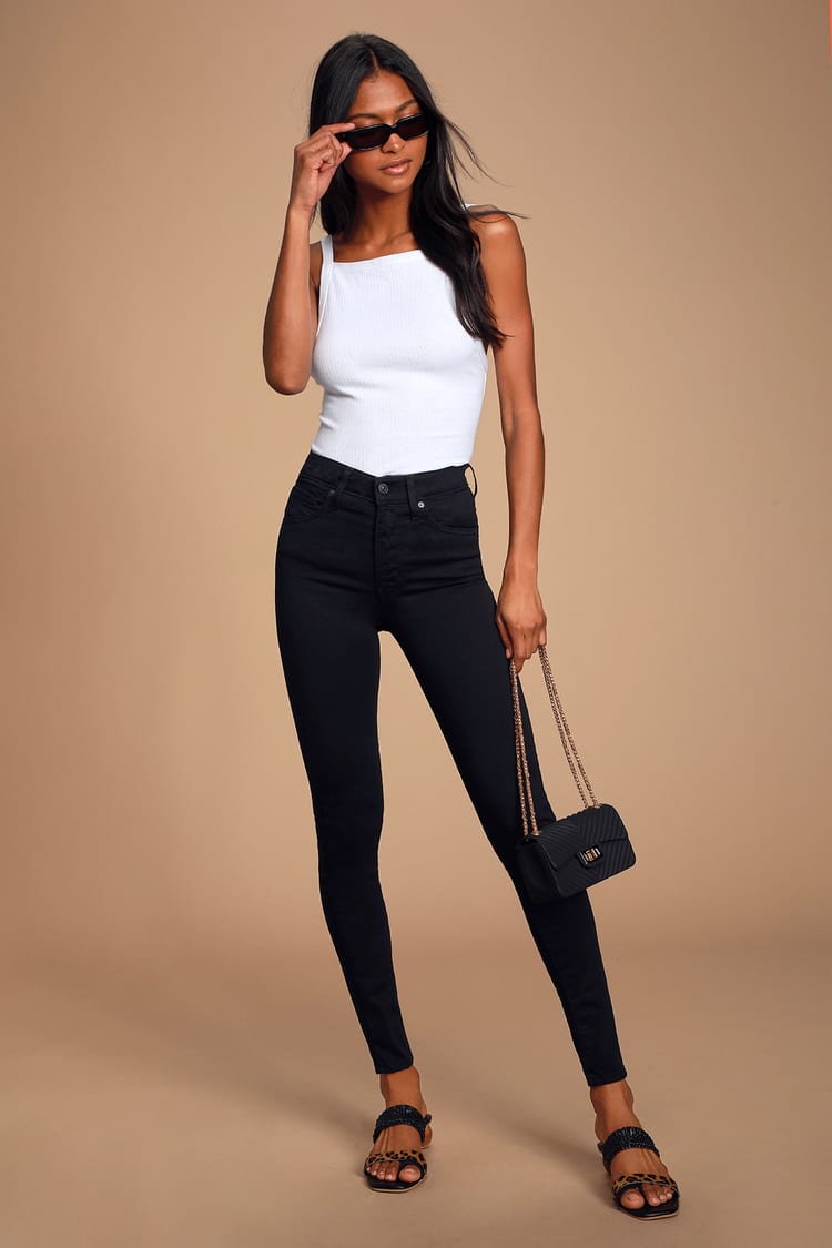 Levi's Mile High Black Jeans - Skinny Jeans - High Waisted Jeans - Lulus