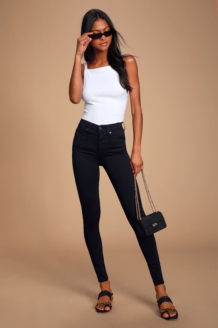 Levi's Mile High Black Skinny Jeans - High Waisted Jeans - Lulus