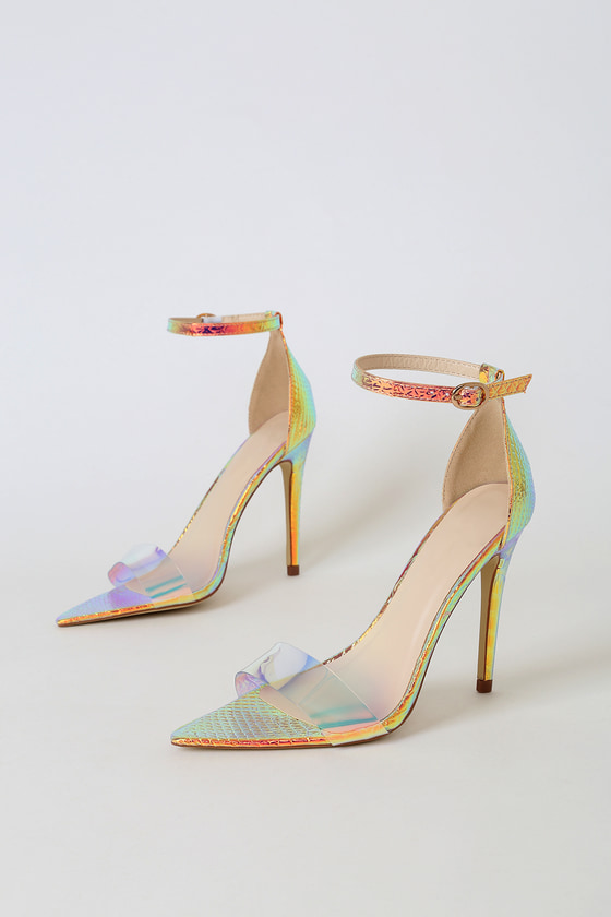 iridescent pointed heels