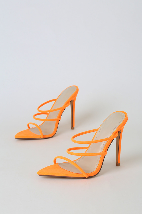 Sexy Orange Heels - Pointed-Toe Sandals 