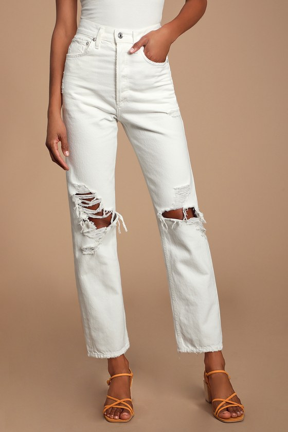 oversized distressed jeans