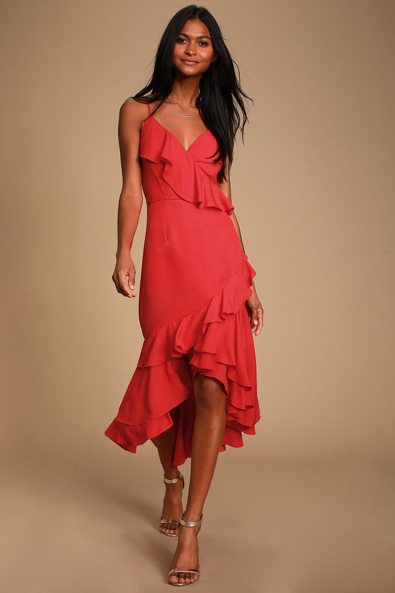 Dreamer's Dream Red Ruffled High-Low Dress 6