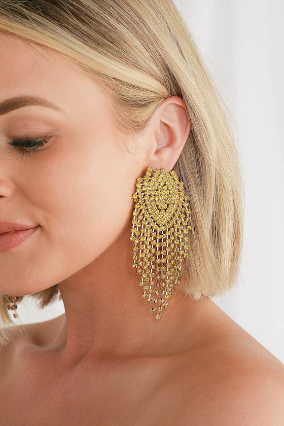 Caledonia Gold and Yellow Rhinestone Statement Earrings 5