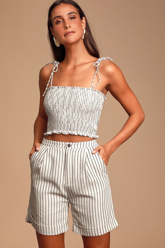 Keating Off White Striped Bermuda Shorts 1