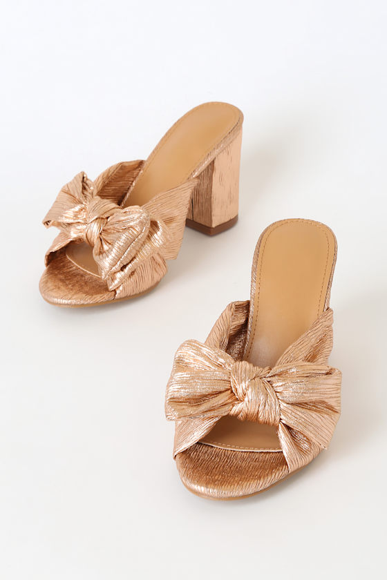 gold bow sandals