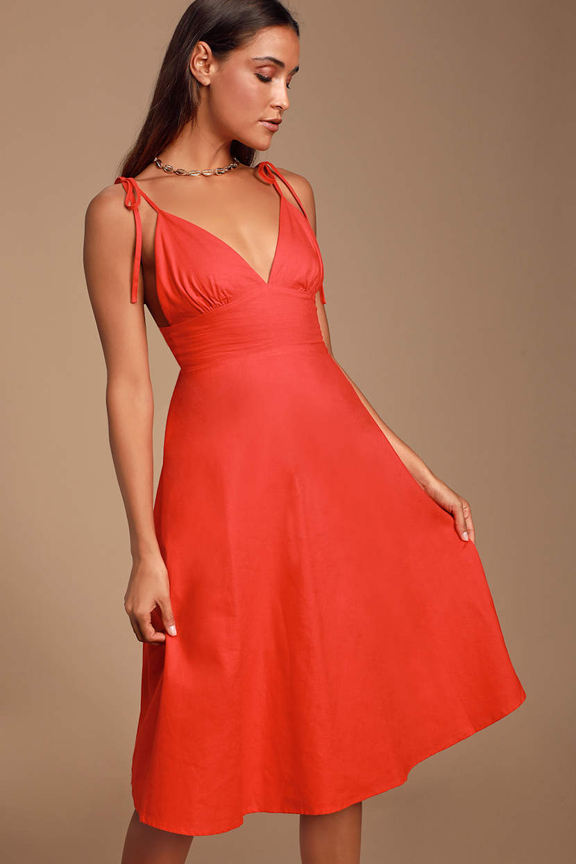 red skater dress lulus Cute Red Dress - Red Midi Dress - Red Skater Dress - Midi Dress